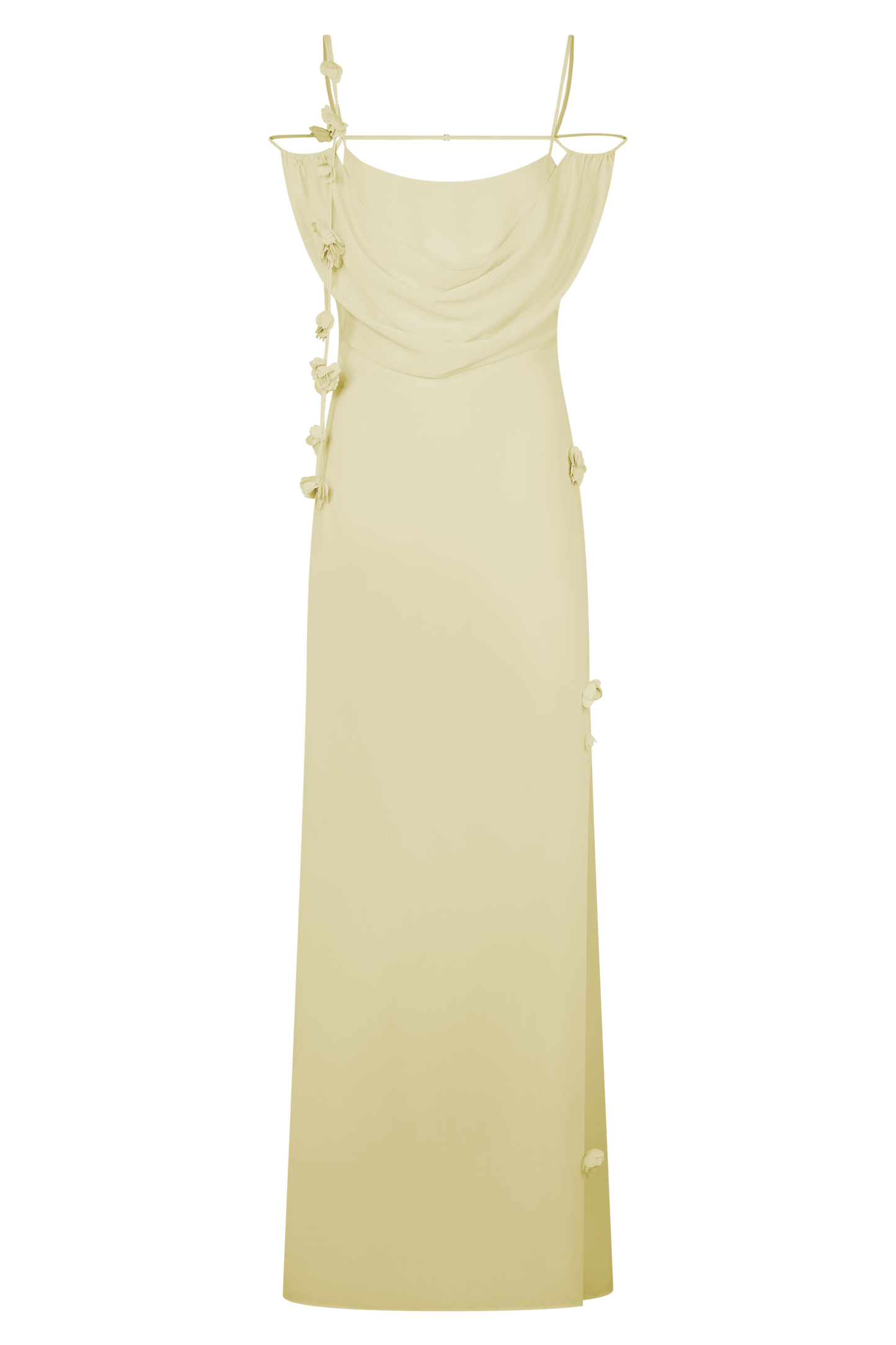 Rosalie Robe Maxi en Chiffon à Motifs Floraux - Citron Pastel