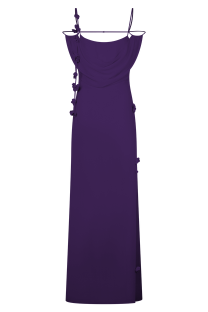 Robe Maxi en Chiffon à Motifs Floraux Rosalie - Violette