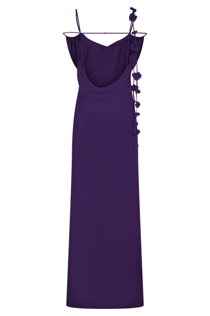 Robe Maxi en Chiffon à Motifs Floraux Rosalie - Violette