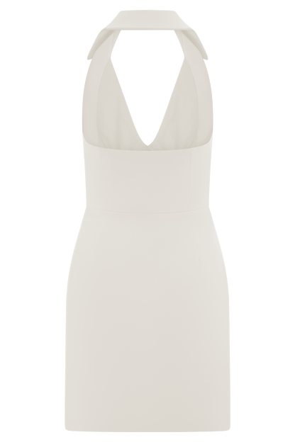 Robe mini à col montant Ruth Cotton - Ivoire