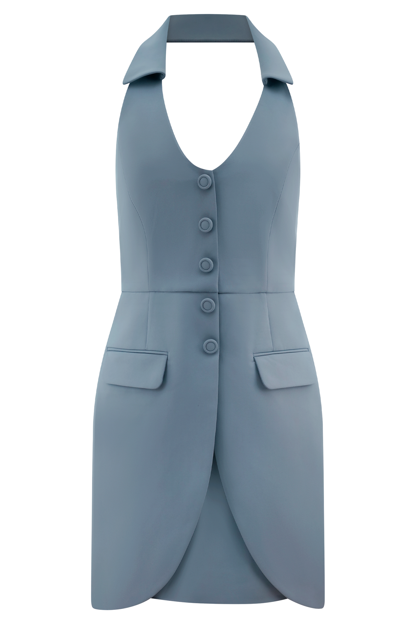 Robe mini halter Ruth Cotton - Bleu océan