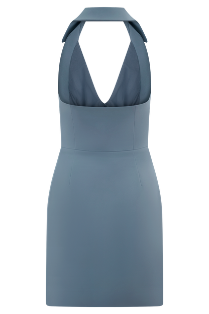 Robe mini halter Ruth Cotton - Bleu océan