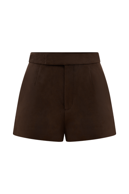 Sally Faux Suede Short - Chocolat au lait