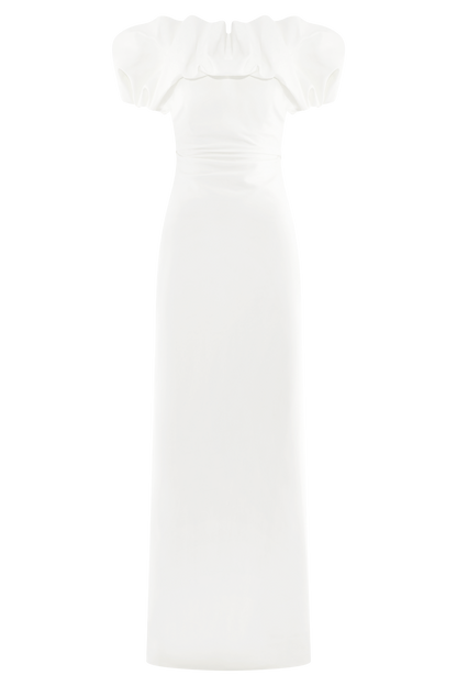 Robe Maxi Sculpturale Sariya - Blanche
