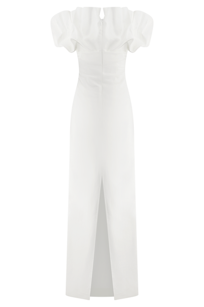 Robe Maxi Sculpturale Sariya - Blanche