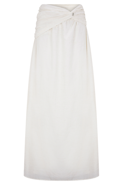 Jupe Maxi en Lin à Nœuds et Plis Scottie - Gris Orge