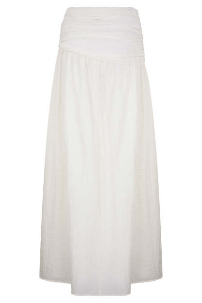 Jupe Maxi en Lin à Nœuds et Plis Scottie - Gris Orge