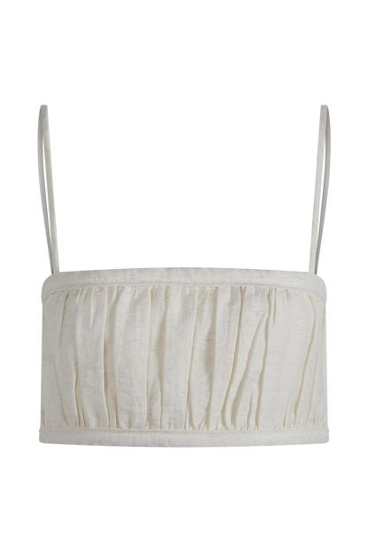 Bandeau en lin à plis Scottie - Marbré avoine