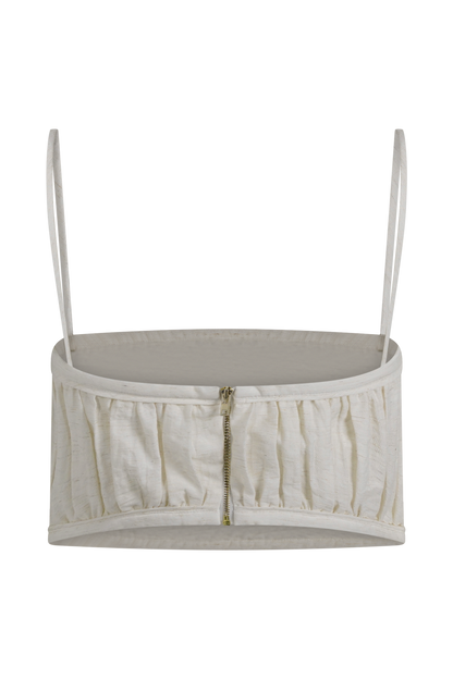 Bandeau en lin à plis Scottie - Marbré avoine