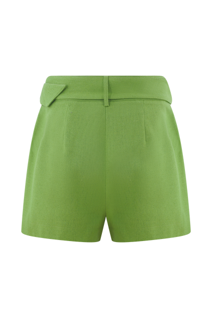 Shorts en lin avec ceinture - Vert