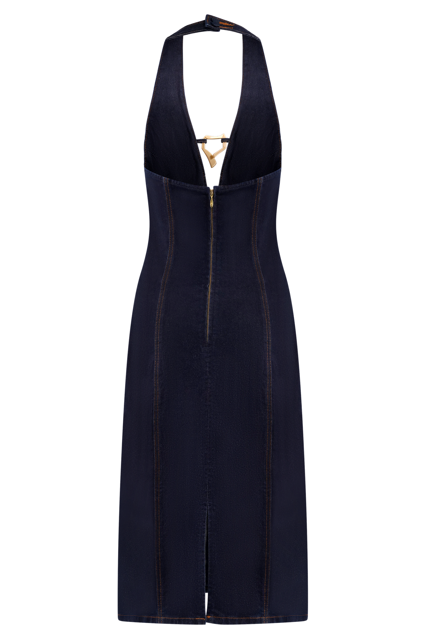Robe midi en jean à porter en bandoulière Shauna - Bleu indigo