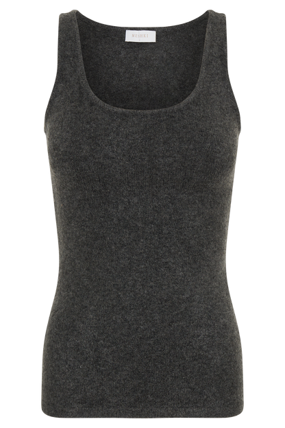 Top en tricot long et sans manches Shyann - Gris anthracite chiné