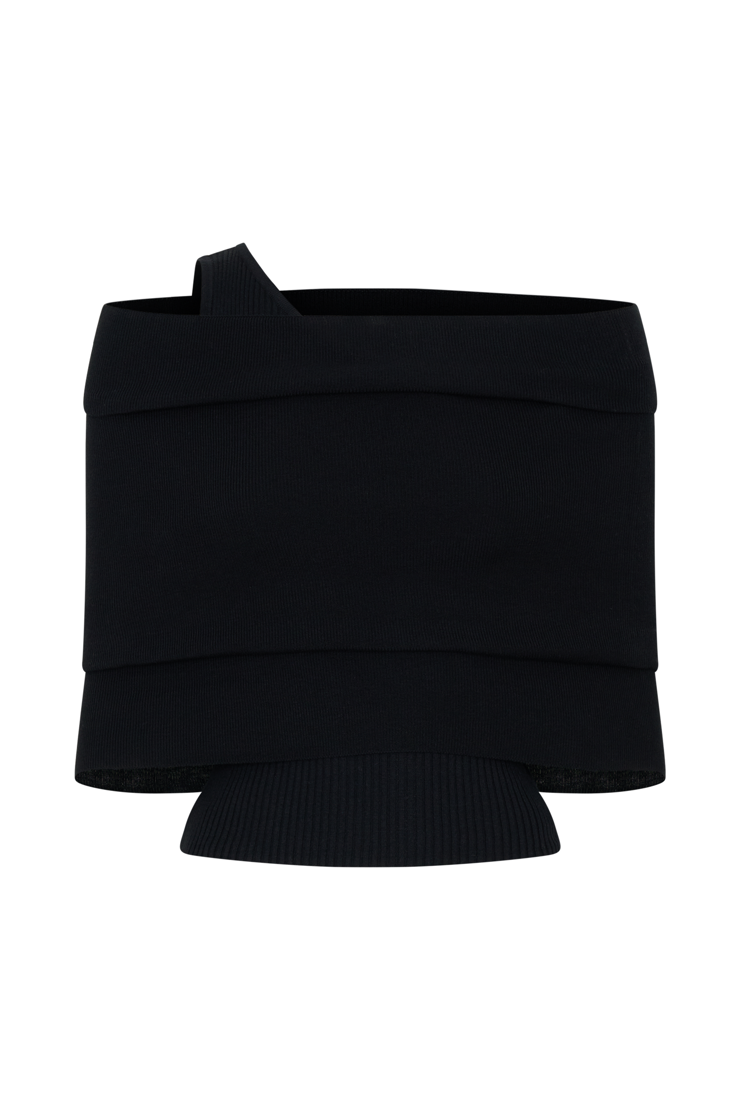 Top en tricot asymétrique en mélange de cachemire Sierra - Noir
