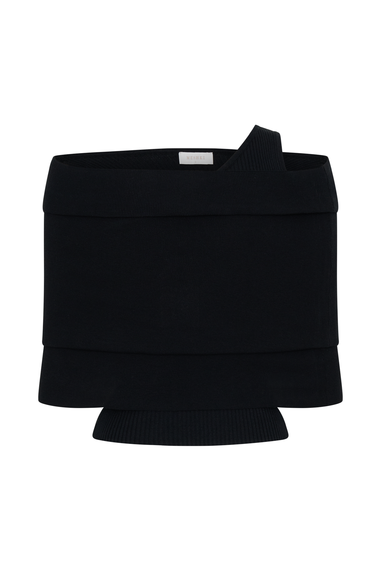 Top en tricot asymétrique en mélange de cachemire Sierra - Noir