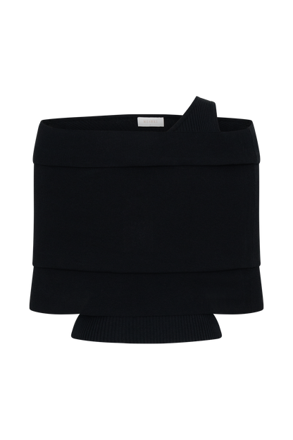 Top en tricot asymétrique en mélange de cachemire Sierra - Noir