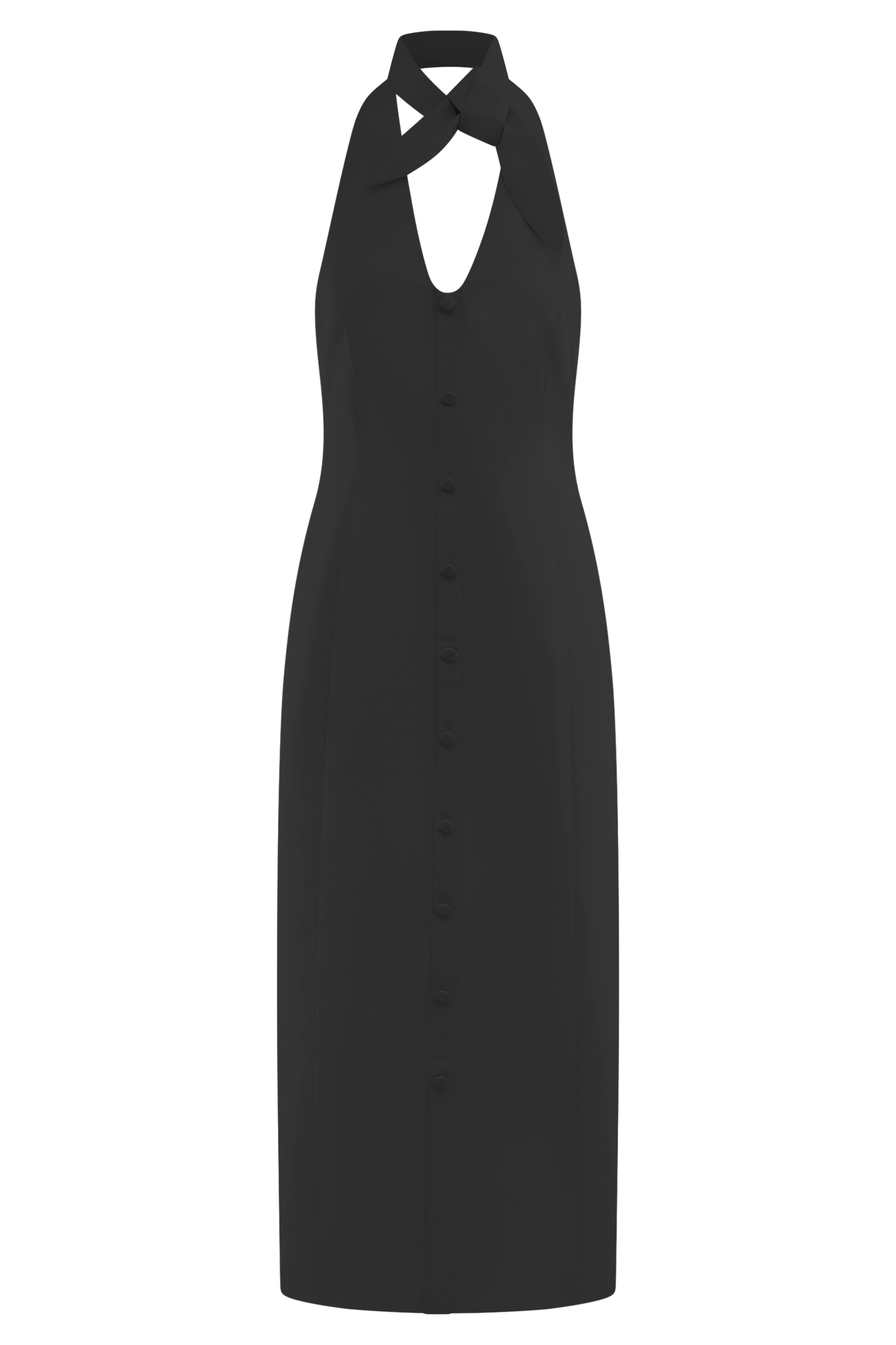 Robe midi à col montant Simona - Noir