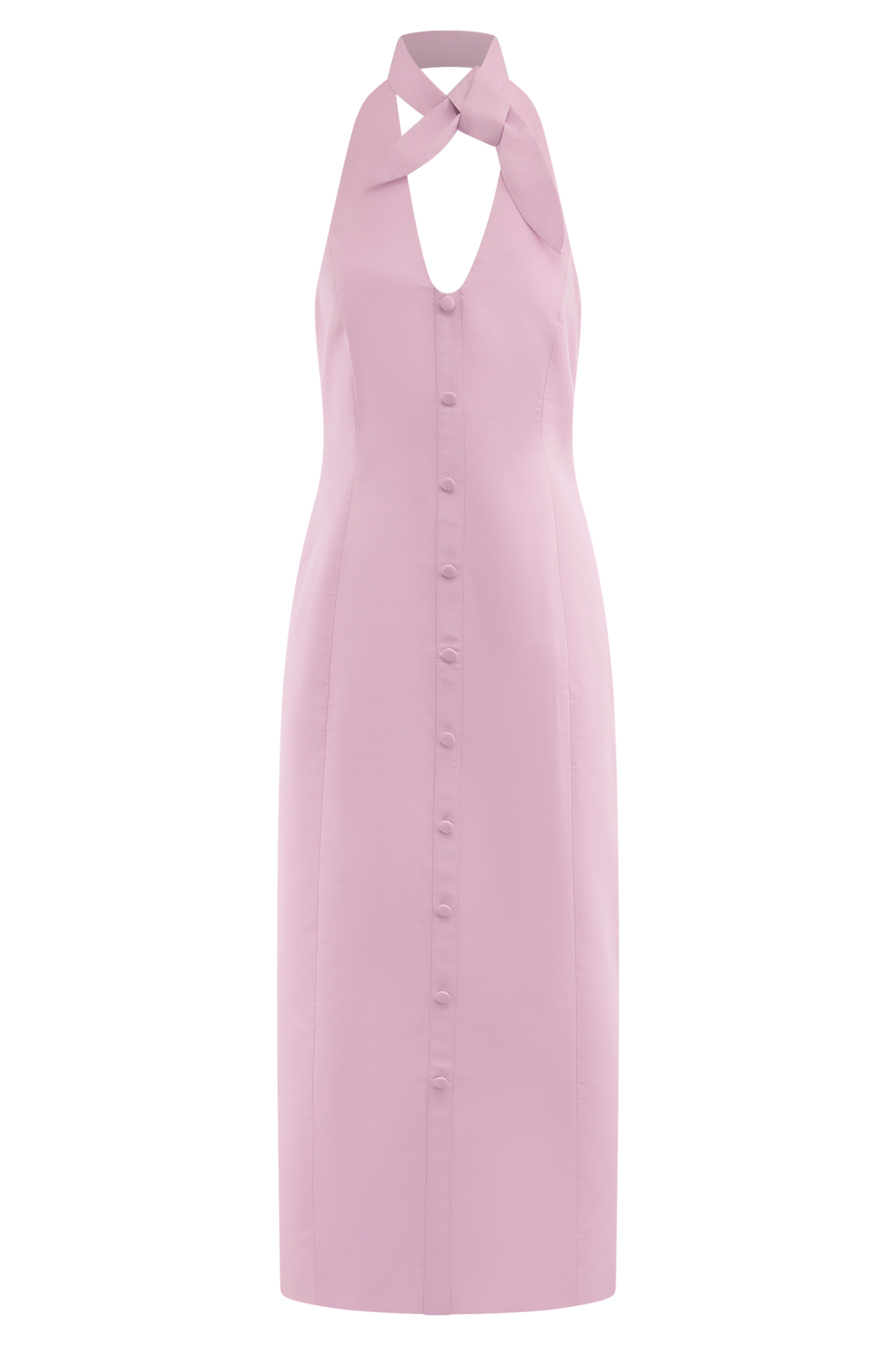 Robe midi à col halter Simona - Rose poudré