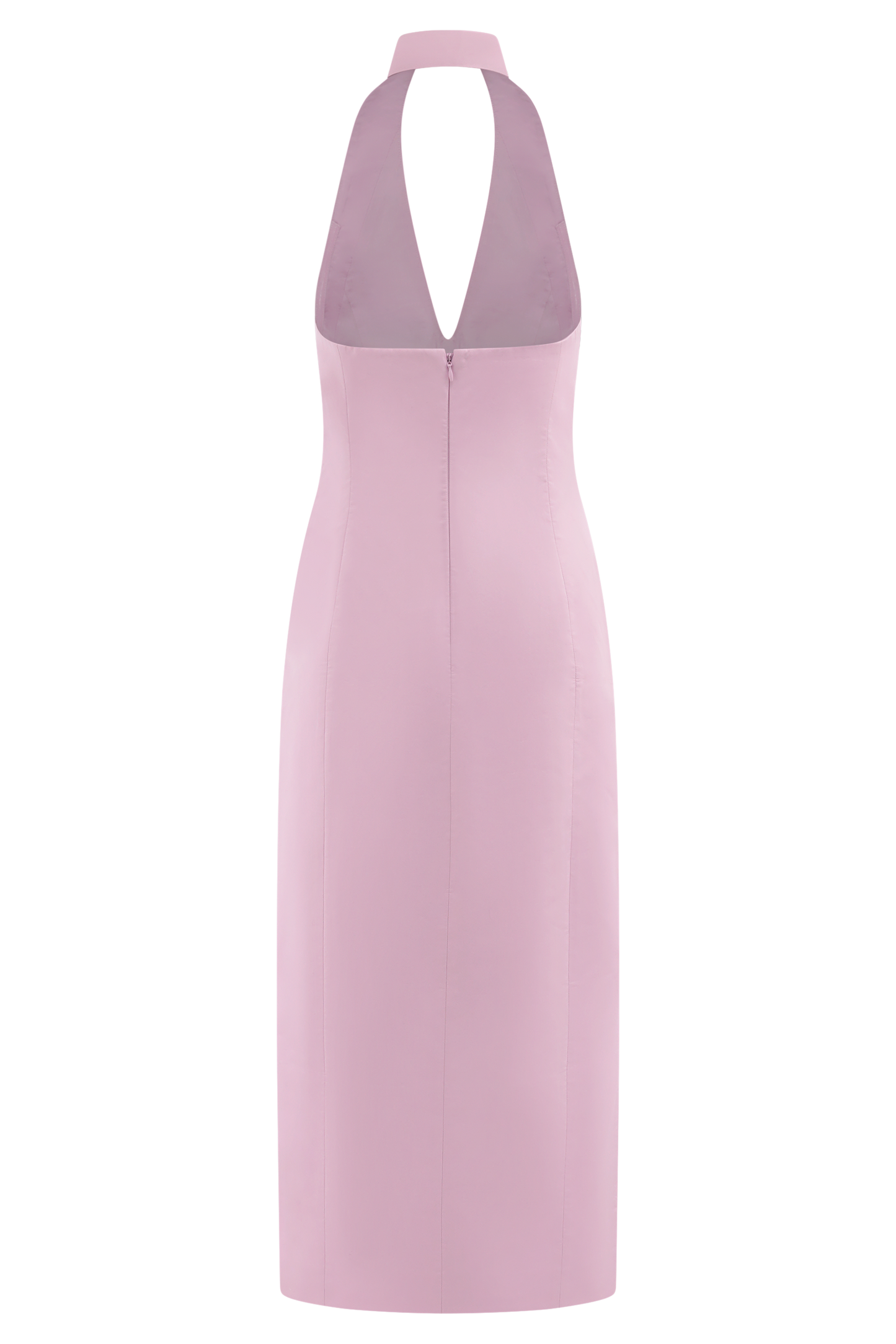 Robe midi à col halter Simona - Rose poudré