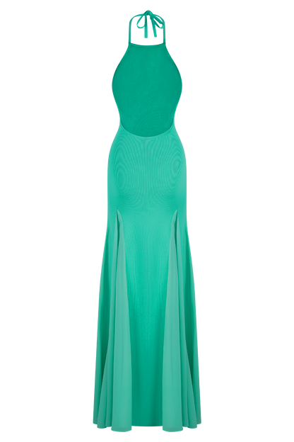 Robe Maxi Soleil en Tricot et Maille avec Décolleté Halter - Lagoon