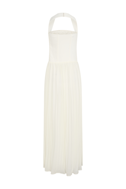 Robe Maxi Stacie à Plis et Emmanchures Croisées - Ivoire