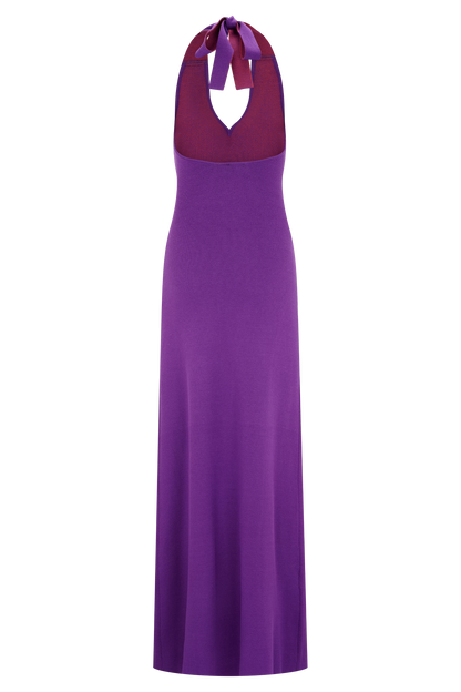 Robe Maxi à Manches Frangées en Tricot Stacy - Violet/Rouge