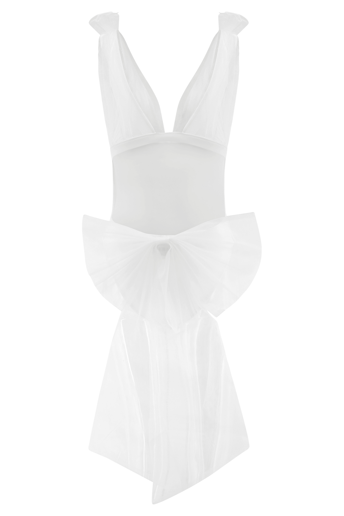 Maillot de bain une pièce Sybil Plunge avec nœud - Ivoire