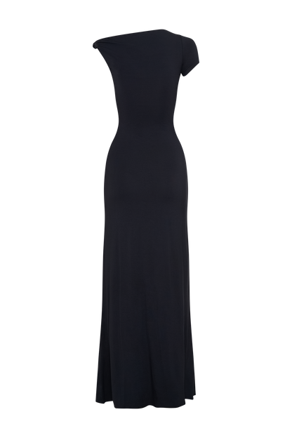 Robe Maxi Modal à Manches Courtes Tamsin - Noire