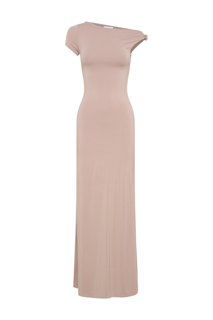 Robe Maxi Modal à Manches Courtes Tamsin - Couleur Champignon
