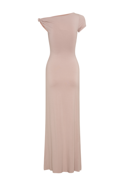 Robe Maxi Modal à Manches Courtes Tamsin - Couleur Champignon