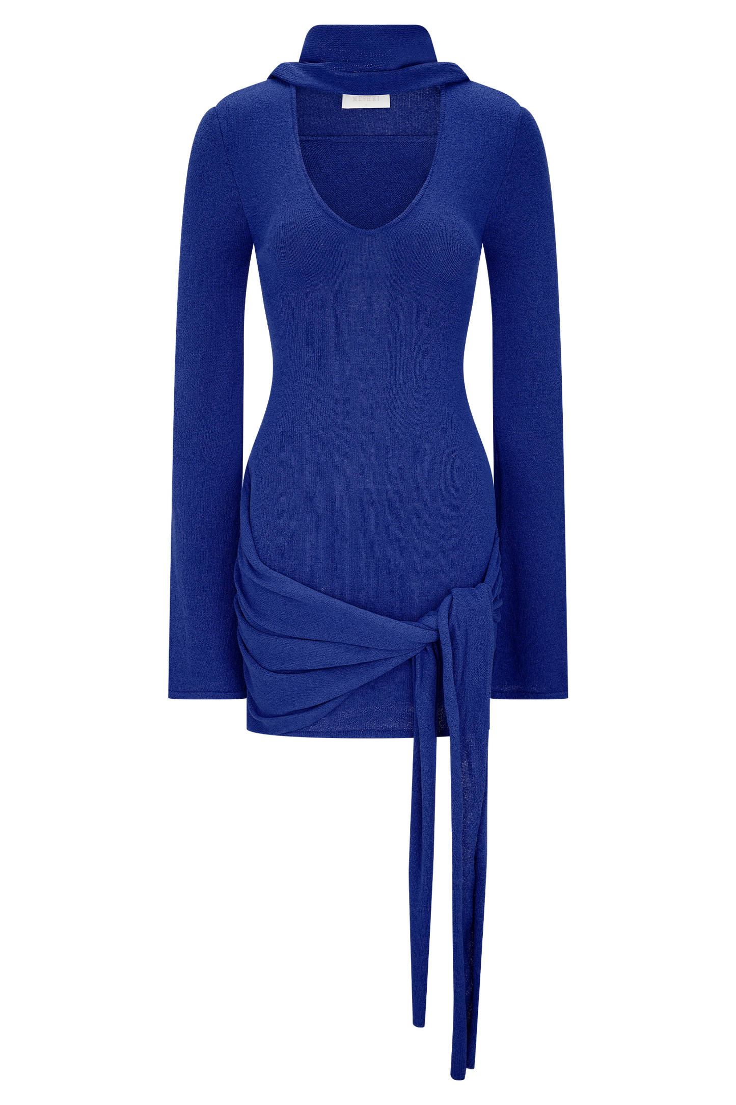 Mini-robe en tricot Taron avec écharpe - Cobalt