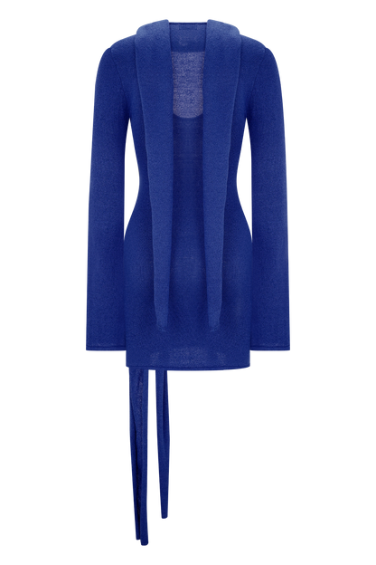 Mini-robe en tricot Taron avec écharpe - Cobalt