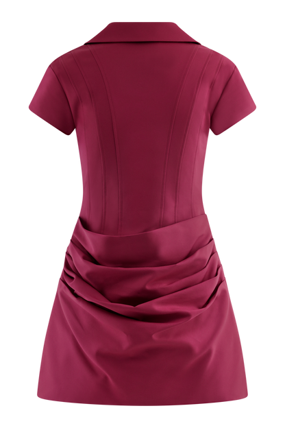 Mini-robe en coton à col montant Tarryn - Dragonfruit