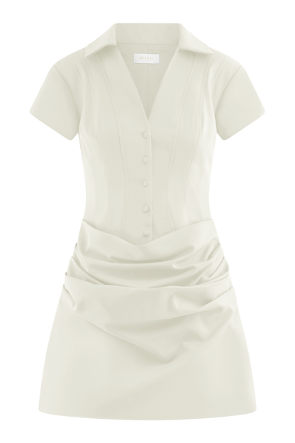 Mini-robe en coton à col montant Tarryn - Blanc