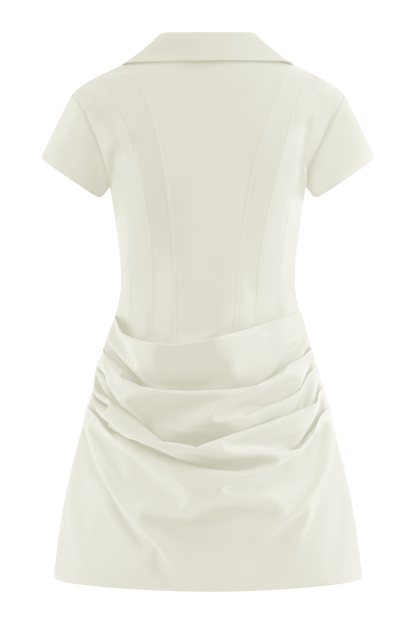 Mini-robe en coton à col montant Tarryn - Blanc