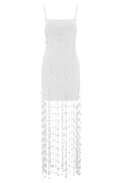 Robe mini fleur en tricot à la main Tove - Blanc