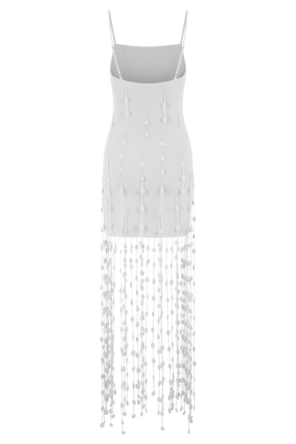 Robe mini fleur en tricot à la main Tove - Blanc