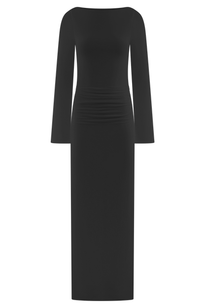 Robe Maxi Vienna en Mousseline à Découpes - Noir