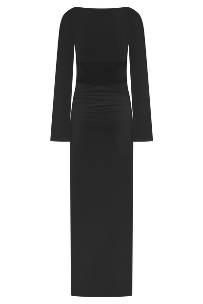 Robe Maxi Vienna en Mousseline à Découpes - Noir
