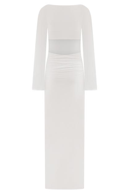 Robe Maxi Vienna en Jersey Découpe - Blanc