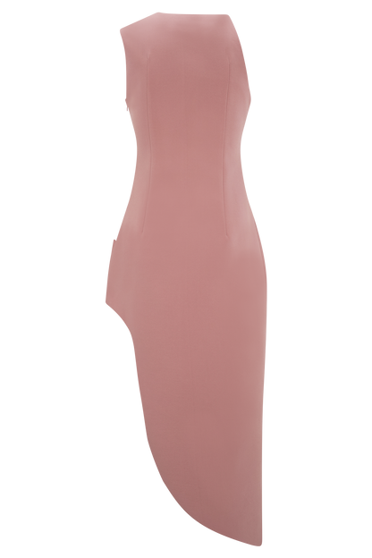 Robe midi brodée Virginia en tissu de costume - Rose brûlé