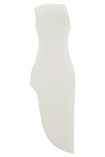 Robe midi brodée Virginia en tailleur - Blanc