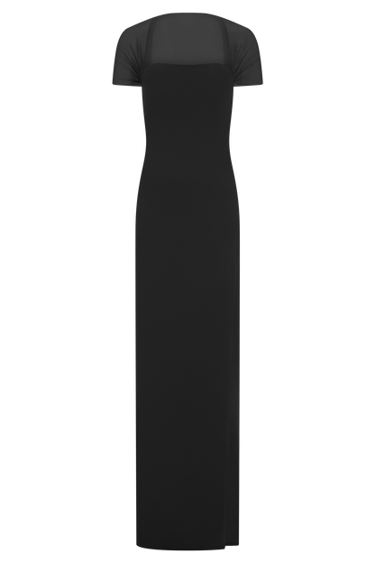 Robe maxi en mousseline et tulle à effet serpentin Wyatt - Noir