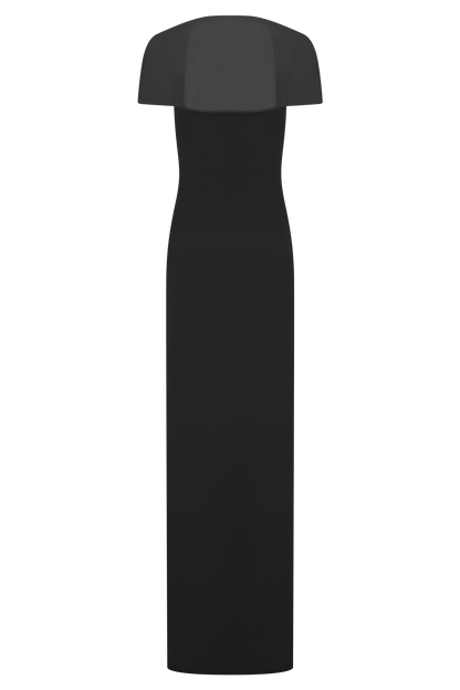 Robe maxi en mousseline et tulle à effet serpentin Wyatt - Noir