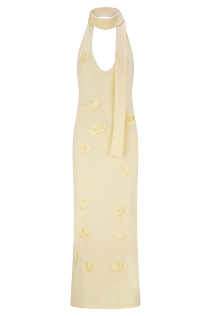 Robe midi en jersey floral Wynn - Citron