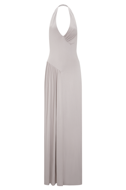 Jupe Maxi Halter à Volants Yelena - Taupe