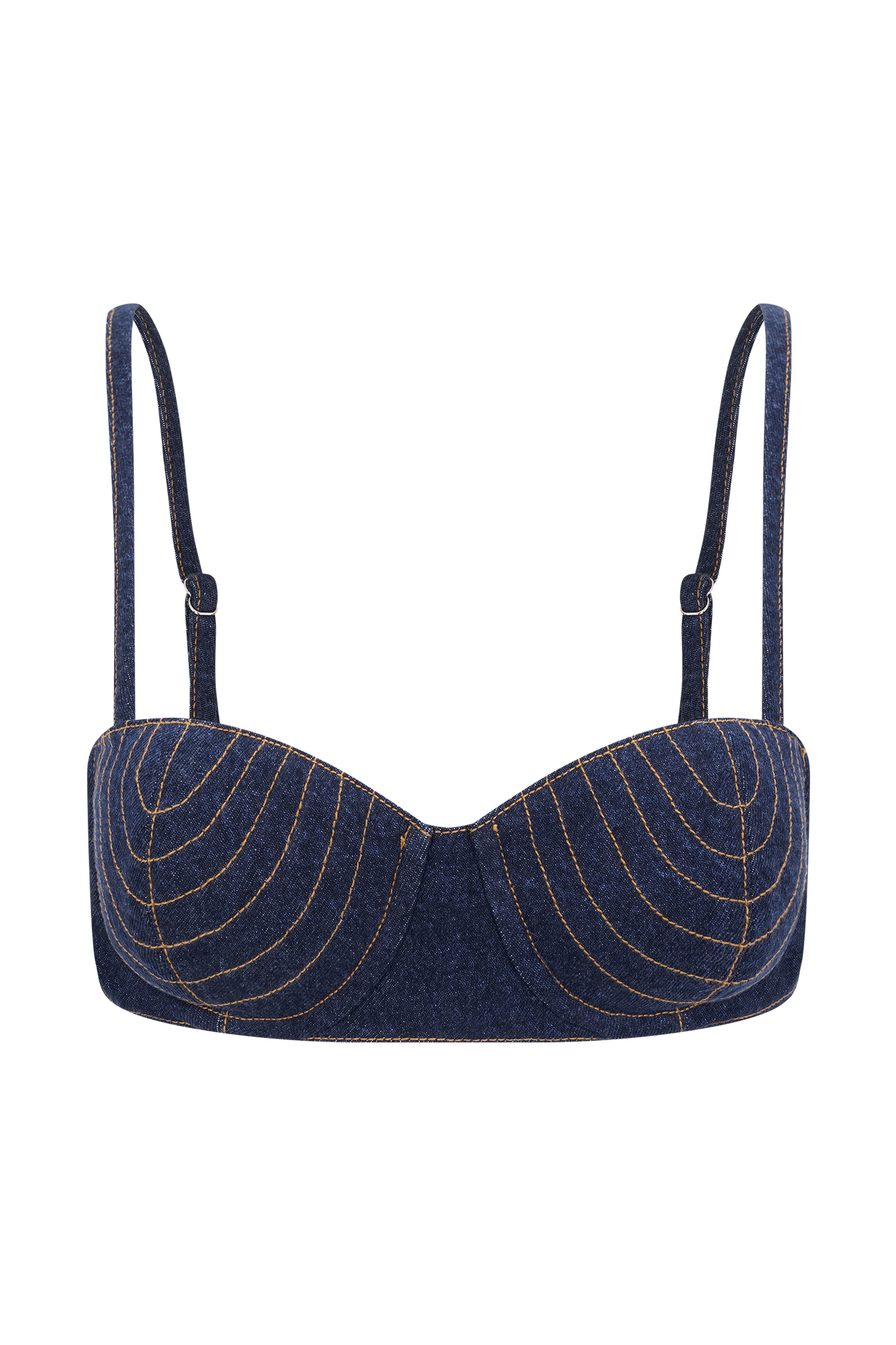 Bralette courte en jean Belle - Bleu indigo