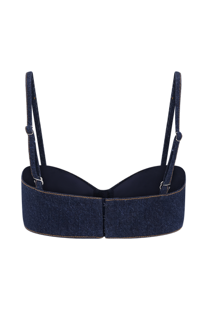 Bralette courte en jean Belle - Bleu indigo