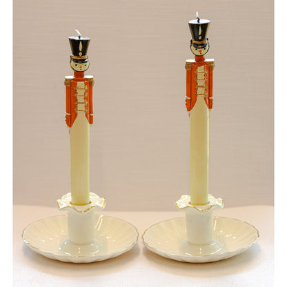 Bougeoir en céramique dorée couleur crème avec bordure dorée (lot de 2)