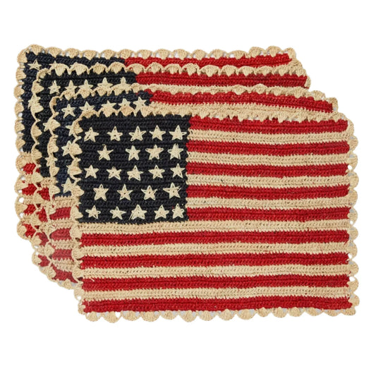 Sets de table Americana festonnés faits main - Lot de 4 - Motif élégant drapeau américain - Payton James X Tuckernuck