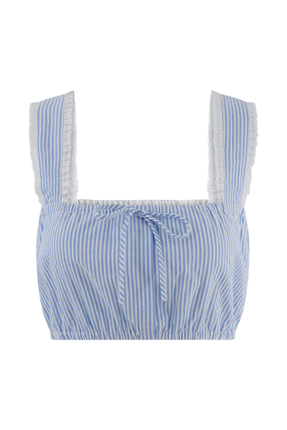 Crop top sans manches Gretel - rayures bleues